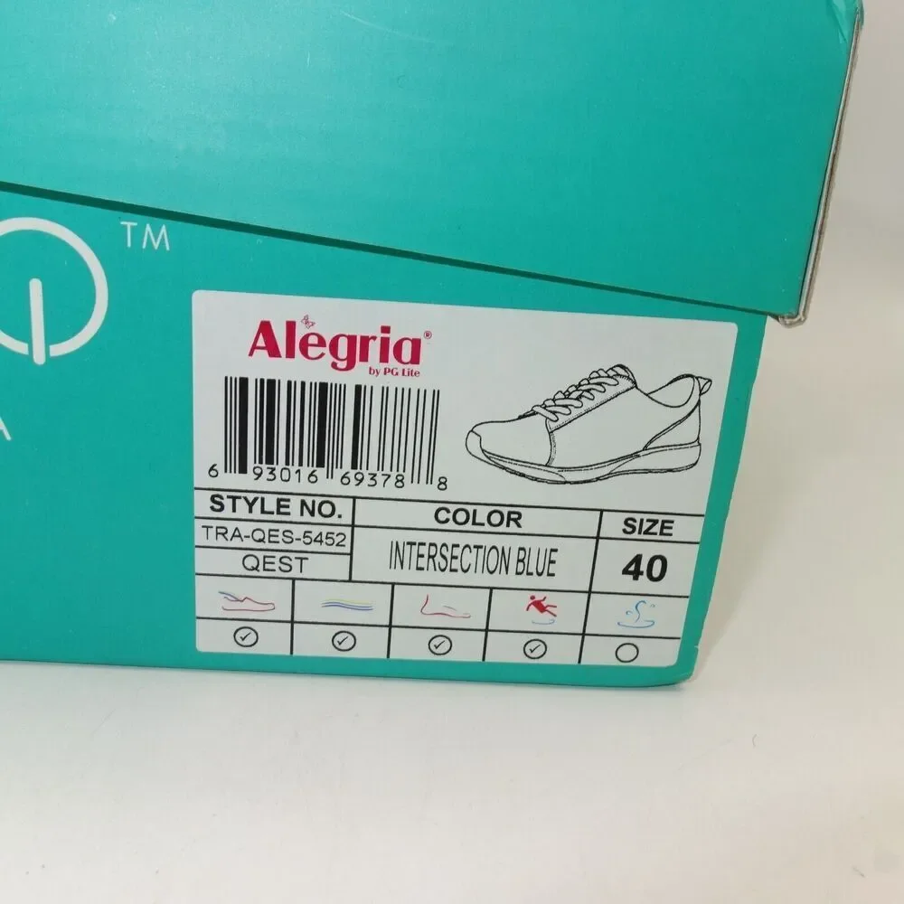 NEW Alegria Traq Qest Lace Up Smart Walking Shoes Blue Size 40 Women's 9.5-10